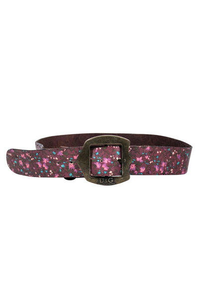 Current Boutique-Dolce & Gabbana - Brown & Pink Floral Print Reversible Belt