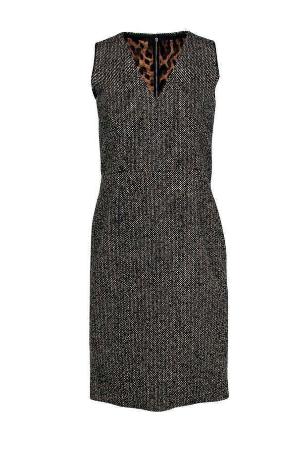 Current Boutique-Dolce & Gabbana - Brown & Tan Marbled Woven Tweed Sheath Dress Sz 6