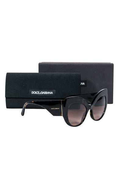 Current Boutique-Dolce & Gabbana - Dark Brown Tortoise Shell Oversized Cat Eye Sunglasses
