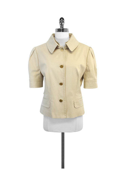 Current Boutique-Dolce & Gabbana - Khaki Cotton Blend Short Sleeve Jacket Sz L