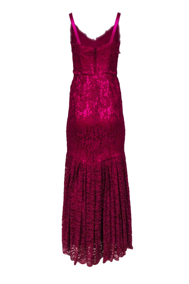 Current Boutique-Dolce & Gabbana - Magenta Floral Lace Sleeveless Mermaid Gown Sz 6