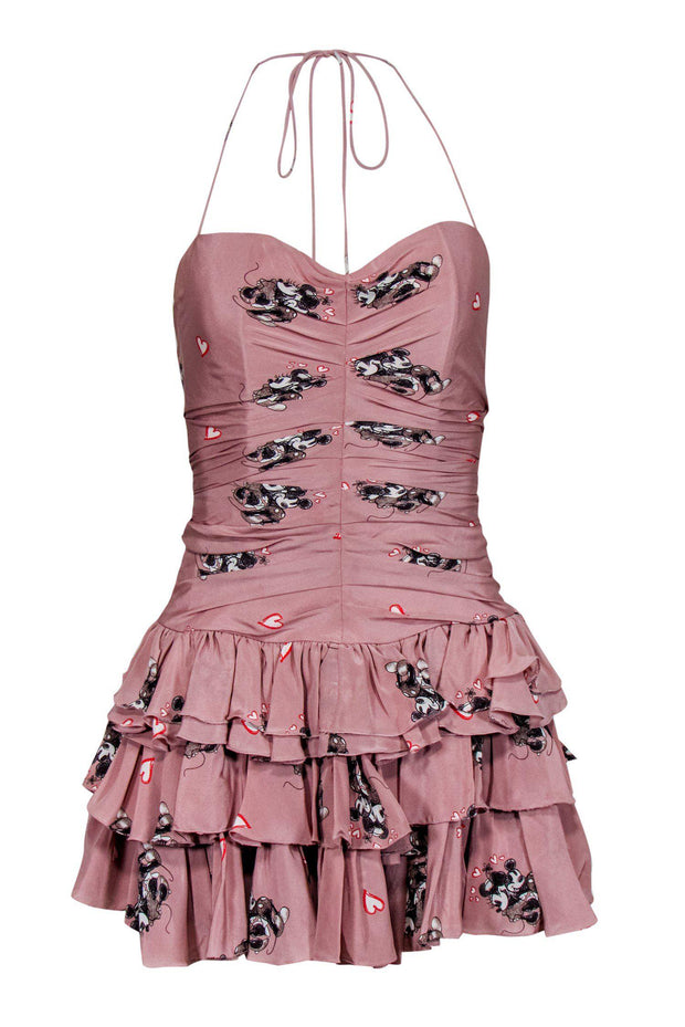 Current Boutique-Dolce & Gabbana - Mauve Ruffle Mini Dress w/ Mickey Mouse Print Sz 0