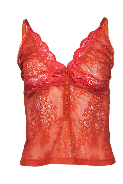 Current Boutique-Dolce & Gabbana - Orange Floral Lace Sheer Camisole Sz S