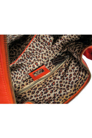 Current Boutique-Dolce & Gabbana - Orange Textured Leather Shoulder Bag w/ Reptile Embossed Trim