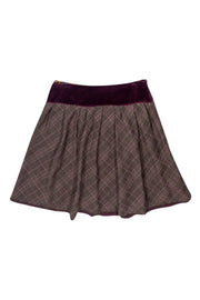 Current Boutique-Dolce & Gabbana - Plaid Pleated Circle Skirt w/ Velvet Trim Sz 6