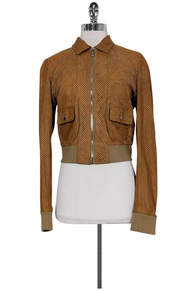 Current Boutique-Dolce & Gabbana - Tan Laser Cut Leather Jacket Sz 8