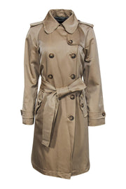 Current Boutique-Dolce & Gabbana - Tan Shimmer Double Breasted Trench Coat Sz 8