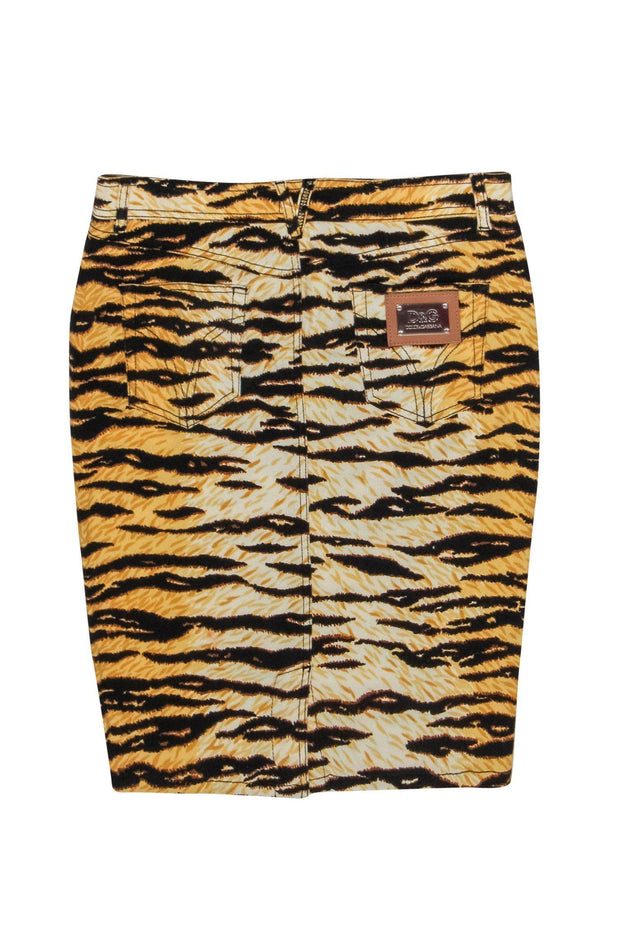Current Boutique-Dolce & Gabbana - Tan Tiger Print Pencil Skirt Sz 28