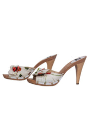 Current Boutique-Dolce & Gabbana - White Cherry Print Wooden Mule Pumps Sz 7
