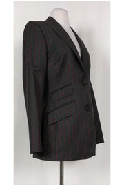 Current Boutique-Dolce & Gabbana - Wool Grey & Red Pinstripe Blazer Sz 8