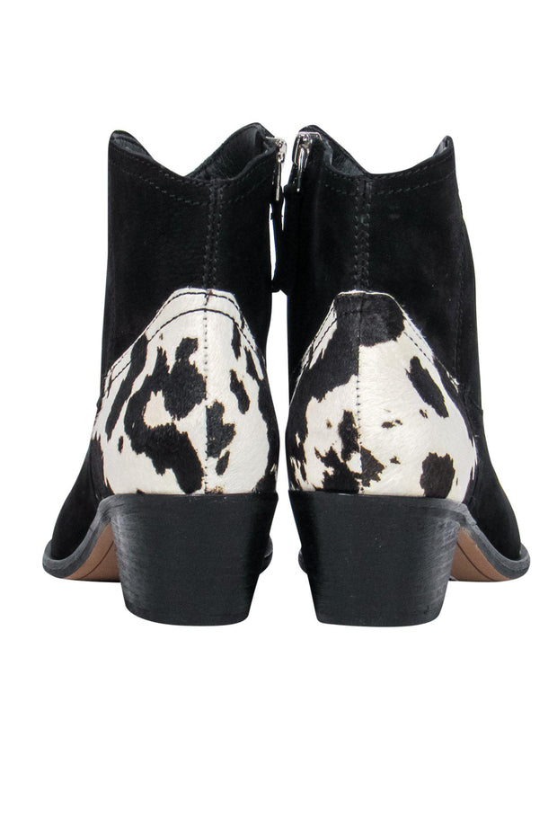 Current Boutique-Dolce Vita - Black Suede Pointed Toe Booties w/ Cow Print Calf Hair Design Sz 8
