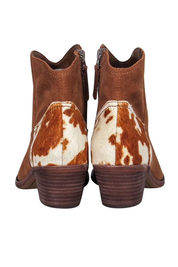 Current Boutique-Dolce Vita - Tan Suede Pointed Toe Booties w/ Cow Print Calf Hair Design Sz 8