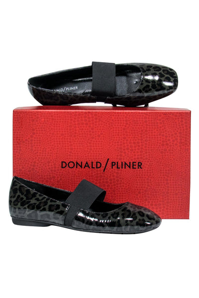 Current Boutique-Donald J Pliner - Charcoal Leopard Print Patent Leather Flats Sz 9