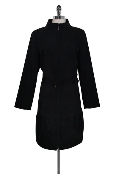 Current Boutique-Doncaster - Black Trench Coat w/ Ruffle Sz 14