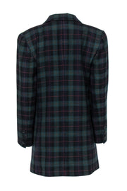 Current Boutique-Doncaster - Dark Teal & Navy Plaid Buttoned Longline Blazer Sz 10