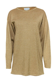Current Boutique-Doncaster - Gold Metallic Oversized Knit Sweater Sz M