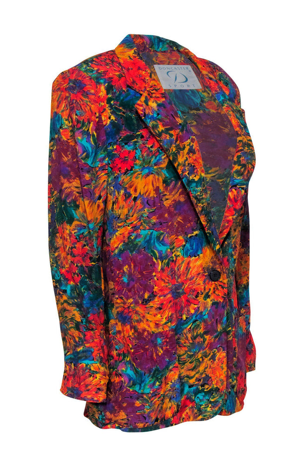 Current Boutique-Doncaster - Multicolored Floral Print Single Button Blazer Sz 10