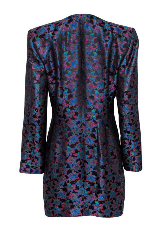 Current Boutique-Doncaster - Multicolored Metallic Floral Brocade Longline Jacket Sz 12