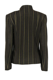 Current Boutique-Doncaster - Olive Green Striped Wool Blend Double Breasted Jacket Sz 10