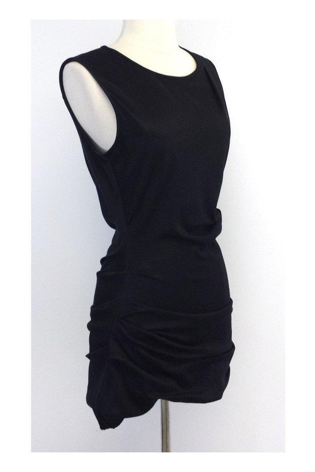 Current Boutique-Donna Karan - Black Cotton Blend Sleeveless Gathered Dress Sz S