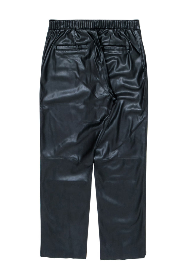 Current Boutique-Donna Karan - Black Faux Leather Wide Leg Pants Sz 10