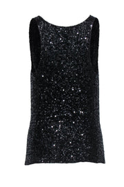 Current Boutique-Donna Karan - Black Sequin Knit Cowl Neck Tank Sz S