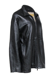 Current Boutique-Donna Karan - Black Textured Longline Zip-Up Jacket Sz M