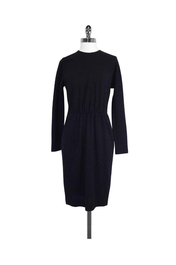 Current Boutique-Donna Karan - Black Wool Long Sleeve Dress Sz 4
