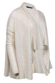 Current Boutique-Donna Karan - Cream Cashmere Blend Draped Fuzzy Cardigan Sz S