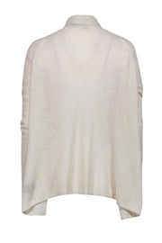 Current Boutique-Donna Karan - Cream Cashmere Blend Draped Fuzzy Cardigan Sz S