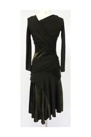 Current Boutique-Donna Karan - Olive Velvet Blend Draped Dress Sz M