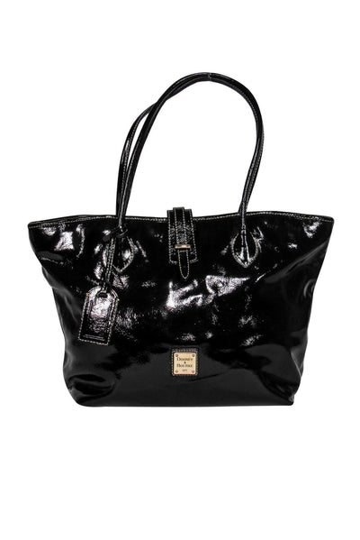 Current Boutique-Dooney & Bourke - Black Patent Leather Tote w/ White Stitching