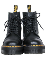 Current Boutique-Dr. Martens - Black Pebbled Leather Platform Combat Boots Sz 7