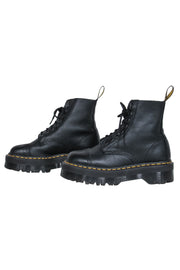 Current Boutique-Dr. Martens - Black Pebbled Leather Platform Combat Boots Sz 7