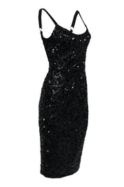Current Boutique-Dress the Population - Black Sequined Bodycon Midi Dress Sz S