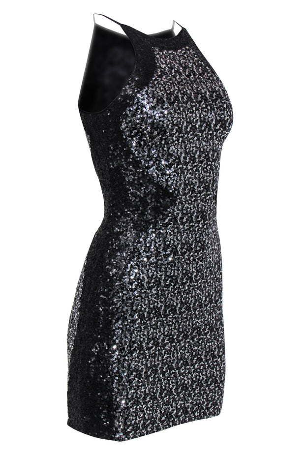 Current Boutique-Dress the Population - Black & Silver Sequined Bodycon Dress Sz XS