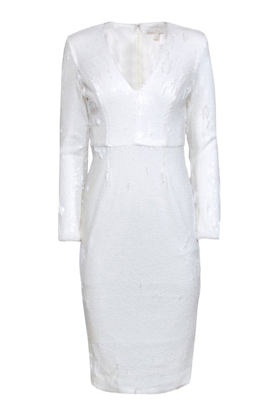 Current Boutique-Dress the Population - White Sequin Long Sleeve "Lily" Midi Dress Sz S