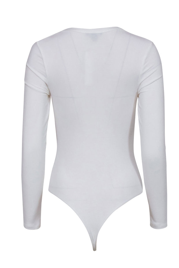 Current Boutique-Drew - White Ribbed Long Sleeve Bodysuit Sz S