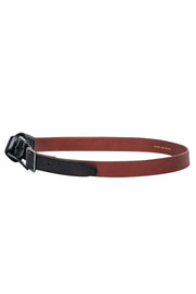 Current Boutique-Dries Van Noten - Brown & Black Leather Buckle Belt w/ Knotted Design