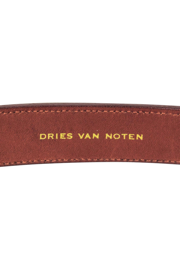 Current Boutique-Dries Van Noten - Brown & Black Leather Buckle Belt w/ Knotted Design