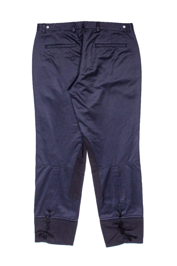 Current Boutique-Dries Van Noten - Navy Blue Trousers w/ Lace-Up Cuffs Sz 8