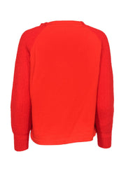 Current Boutique-Dries Van Noten - Orange Crewneck Sweatshirt w/ Knitted Sleeves Sz XS