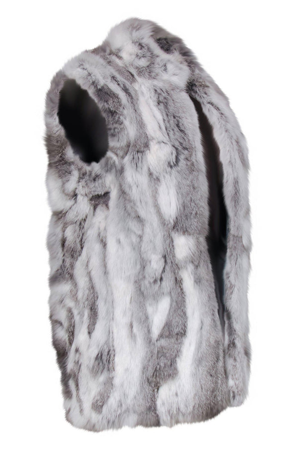 Current Boutique-Dylan Gray - White & Grey Marbled Rabbit Fur Vest Sz 2