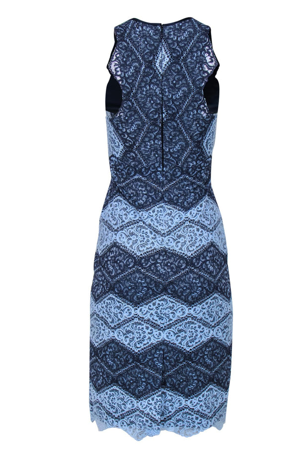 Current Boutique-ERIN Erin Fetherston - Light & Dark Blue Paneled Lace Sleeveless Midi Dress Sz 2