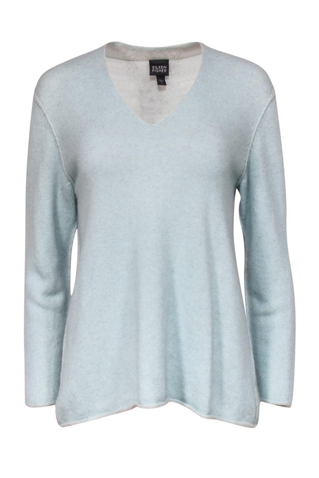 Current Boutique-Eileen Fisher - Baby Blue Cashmere Sweater Sz L