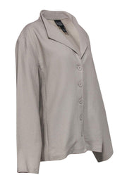 Current Boutique-Eileen Fisher - Beige Textured Cotton Button-Up Jacket Sz 3X