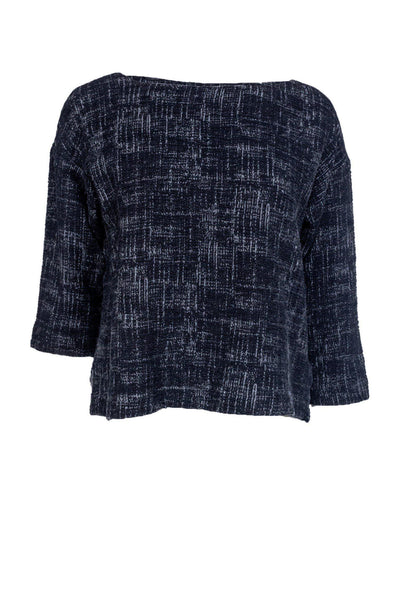 Current Boutique-Eileen Fisher - Black & Grey Cotton Blend Sweater Sz M