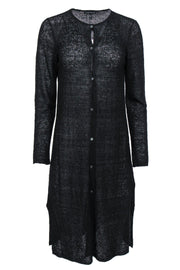 Current Boutique-Eileen Fisher - Black Longline Linen Cardigan Sz XS