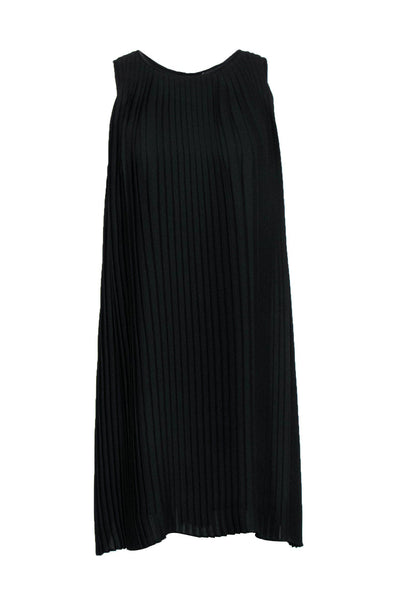 Current Boutique-Eileen Fisher - Black Pleated Mini Shift Dress Sz S