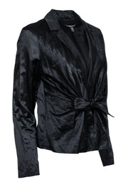 Current Boutique-Eileen Fisher - Black Satin Cotton Blend Jacket w/ Tie Waist Sz PM